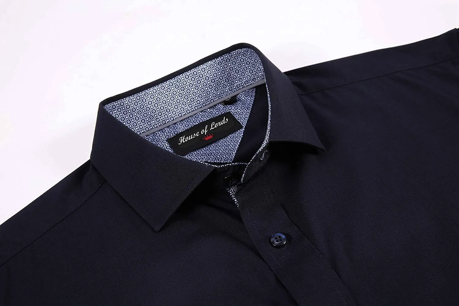 Calvetti Mens Dress Shirts Wrinkle Free Regular Long Sleeve Shirts-NAVY