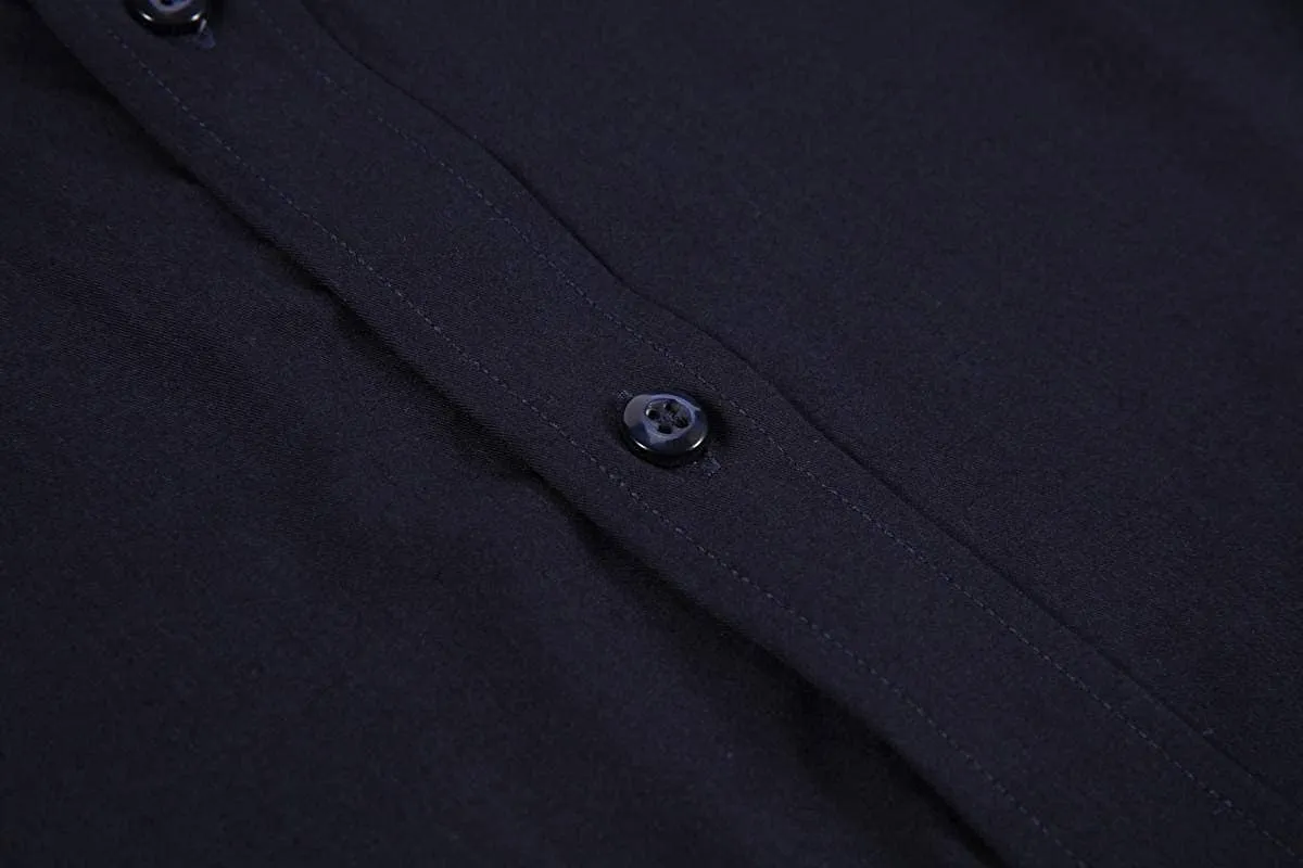 Calvetti Mens Dress Shirts Wrinkle Free Regular Long Sleeve Shirts-NAVY