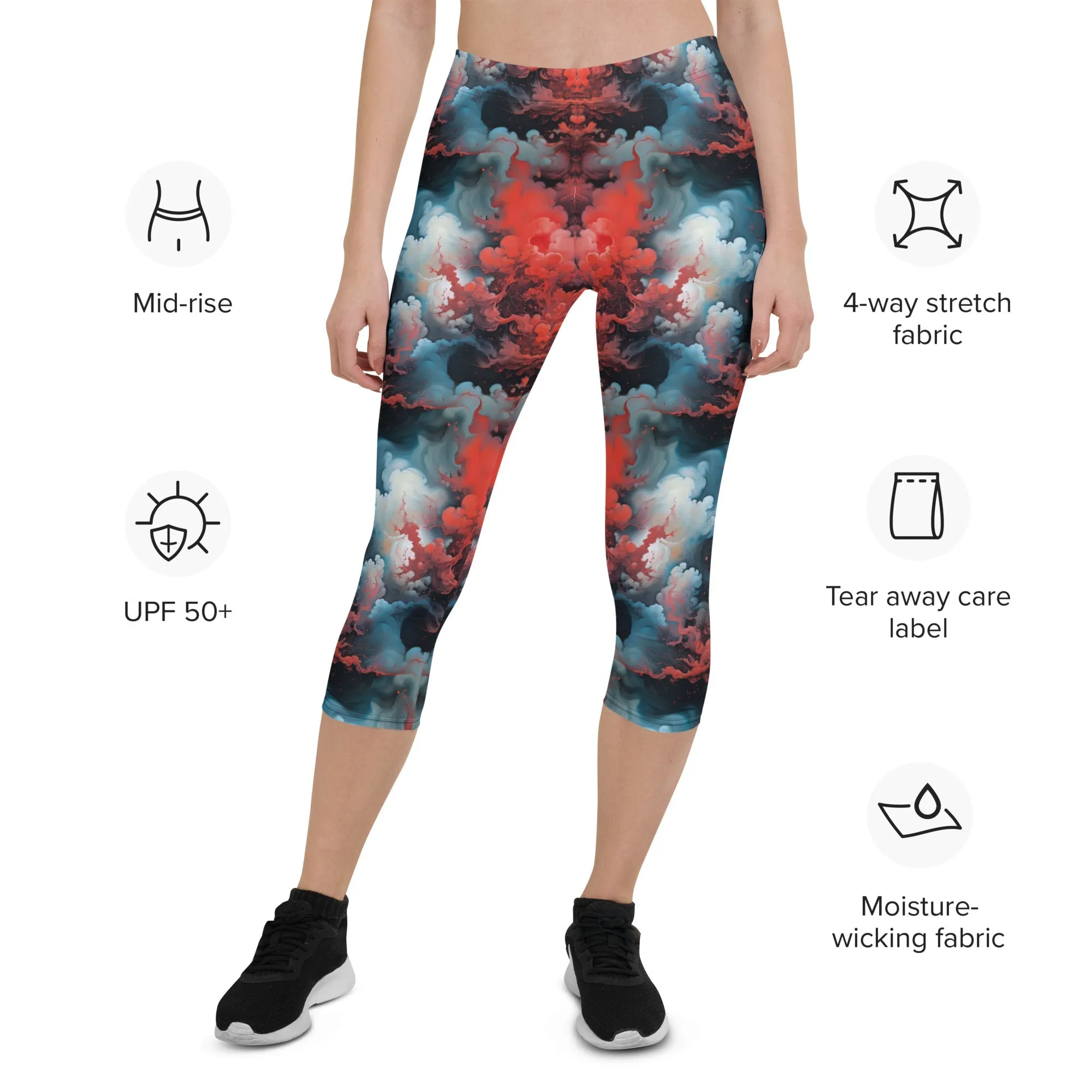 Capri Leggings - Ethereal Crimson Flow - Light