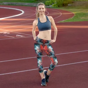 Capri Leggings - Ethereal Crimson Flow - Light