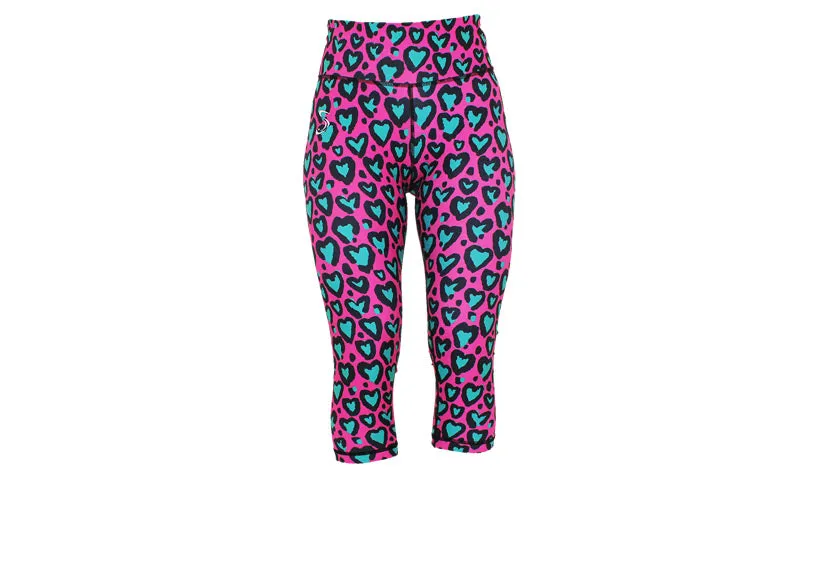 Capri Love Leopard Turquoise Leggings with pockets