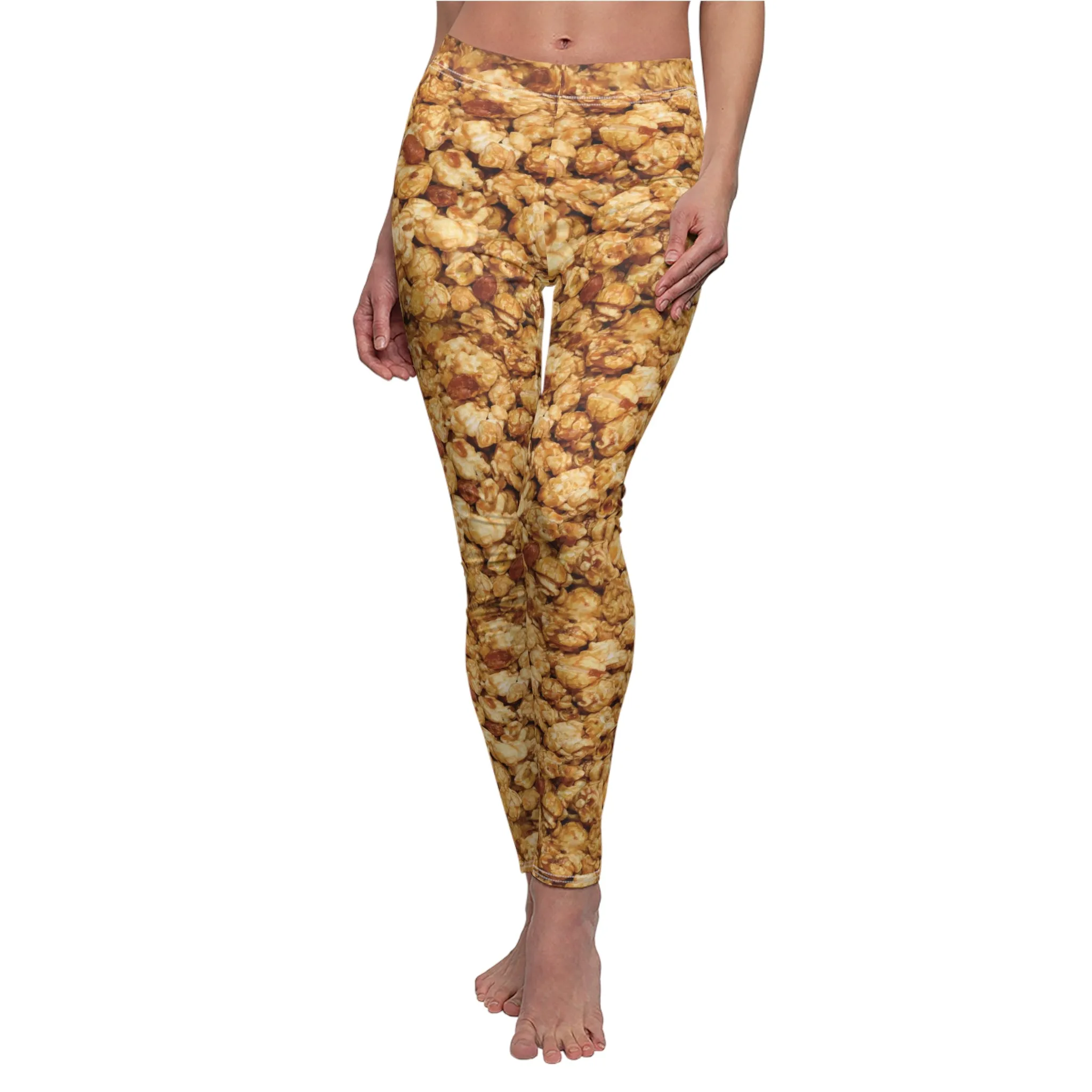 Caramel Popcorn Womens Leggings Stretch Yoga Pants Popcorn Halloween Costume - Saiko Studio