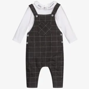 Carrement Beau - Check Overalls & Longsleeve Top - Off White / Grey