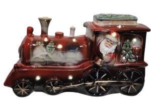 Ceramic Train with Santa  Lights Up 6"x10.5"