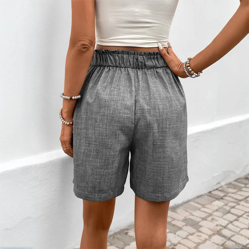 Charcoal Buttoned Down Relaxed Shorts