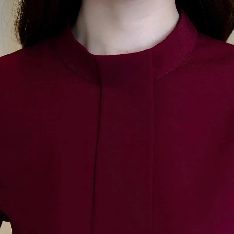 Chiffon Women's Long-sleeve Blouse Office Attire