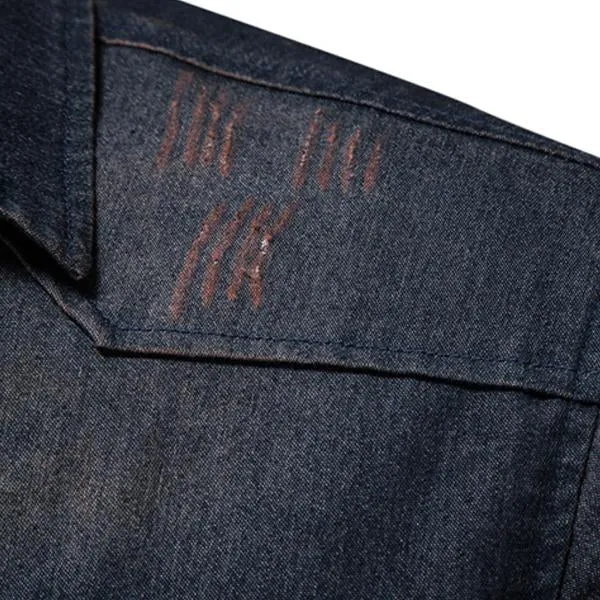 Classic Slim Fit Denim Top with Button Closure for Men