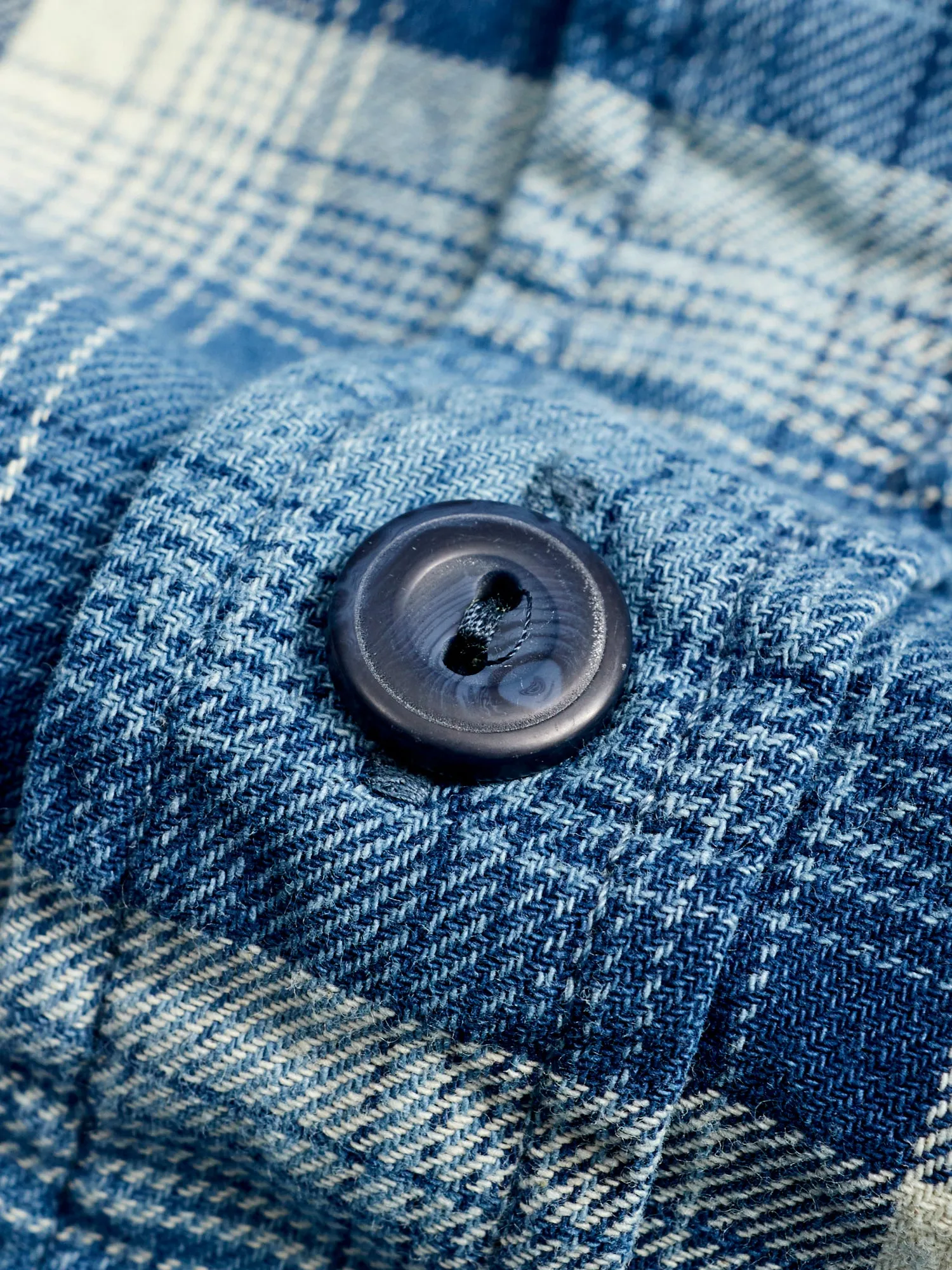 Clint Shadow Plaid Work Shirt in Indigo