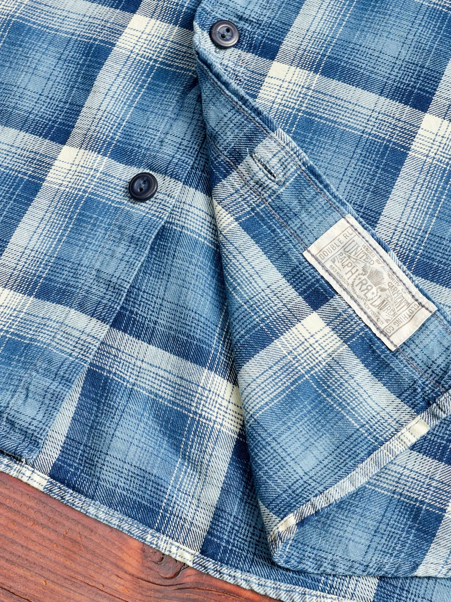 Clint Shadow Plaid Work Shirt in Indigo