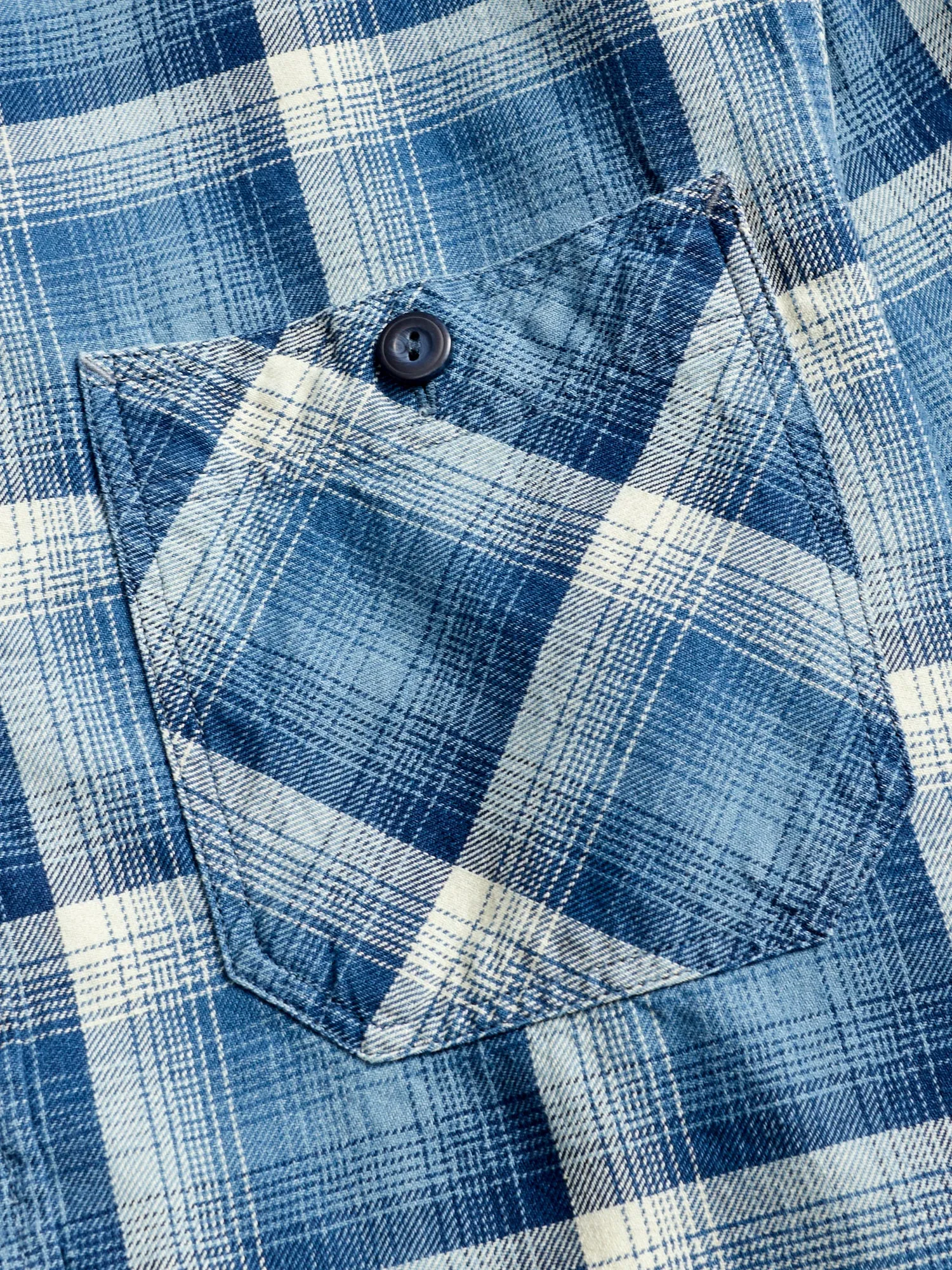 Clint Shadow Plaid Work Shirt in Indigo