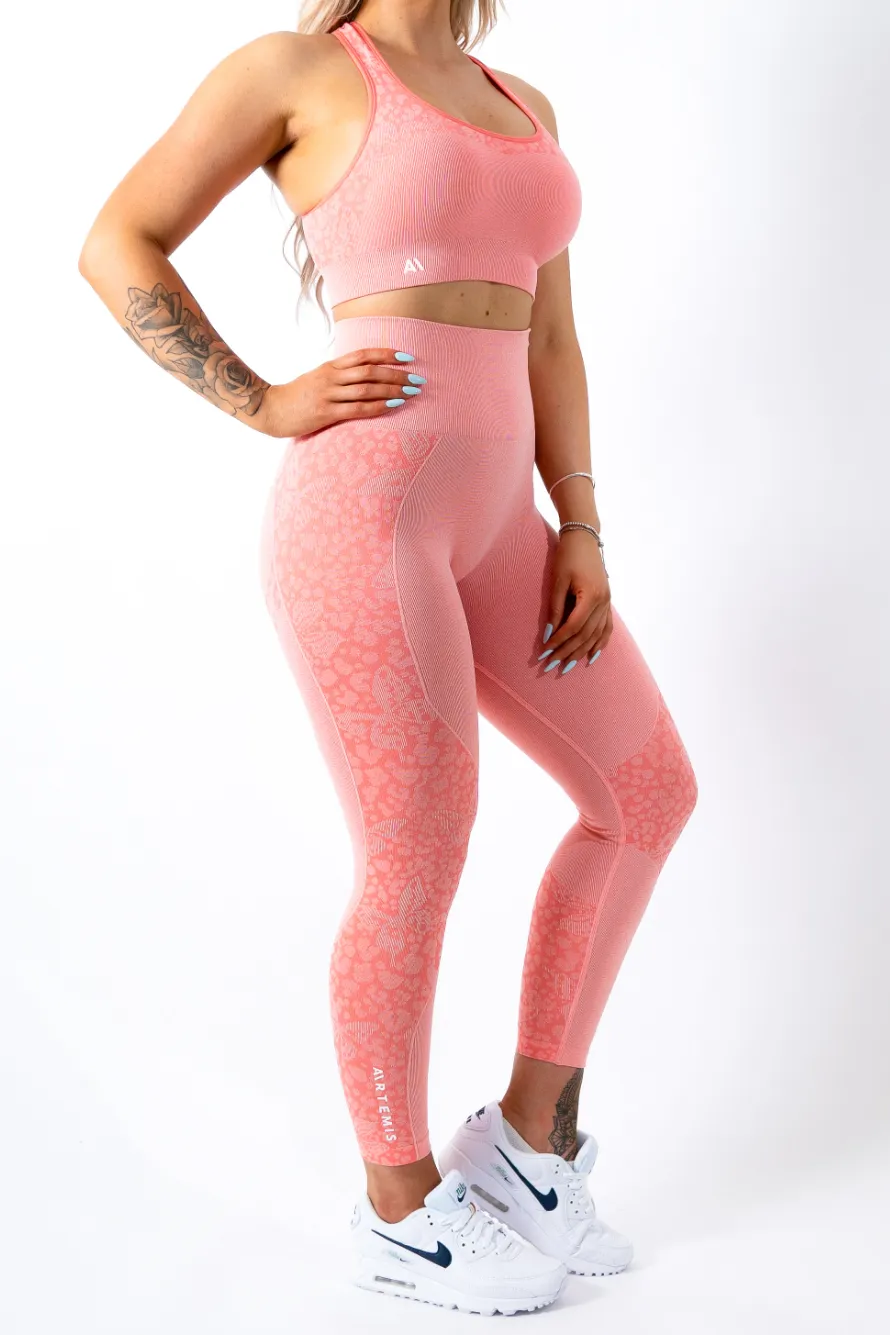 Coco-Fly Scrunch Bum Leggings Coral Pink