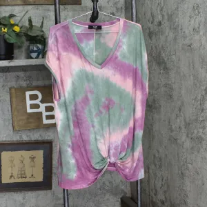 Coin 1804 Womens Knit Knot Front Shirt Top 167a7d1100794d Purple Multi 3X