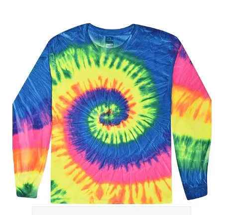 Colortone - Neon Rainbow Tie Dye Youth L-Sleeve Shirt