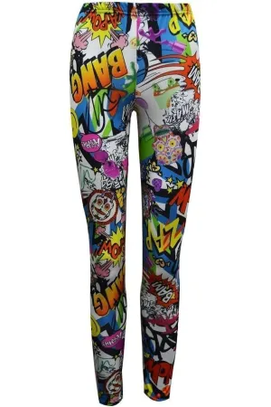 Comic Book Graffiti Bang Printe Leggings