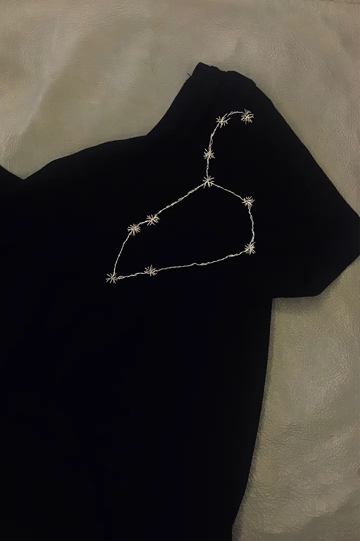 Constellation Embroidered T-Shirt Leo Woman