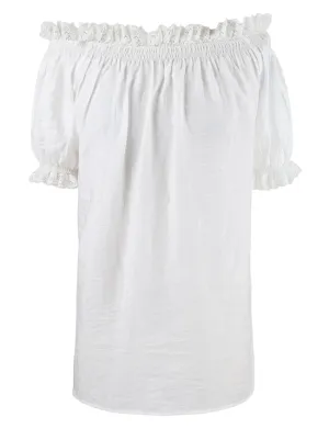 Cotton Off Shoulder Short Sleeves Peasant Tops Blouse Shirt