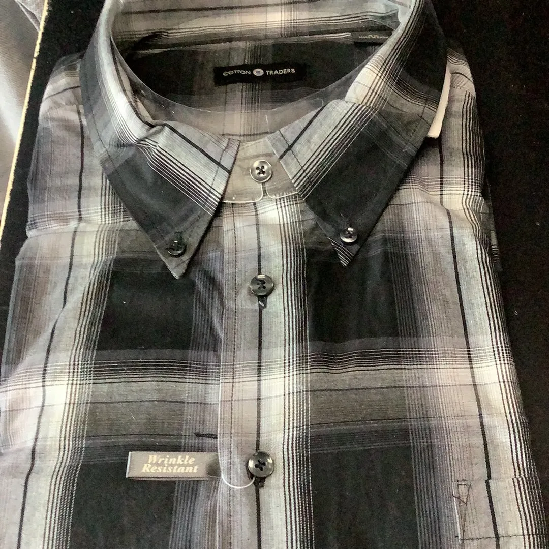 Cotton Traders Black Long Sleeve Sport Shirt