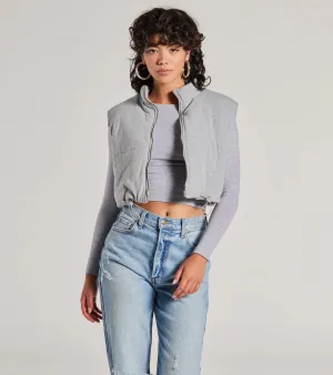 Cozy Vibes Knit Cropped Puffer Vest