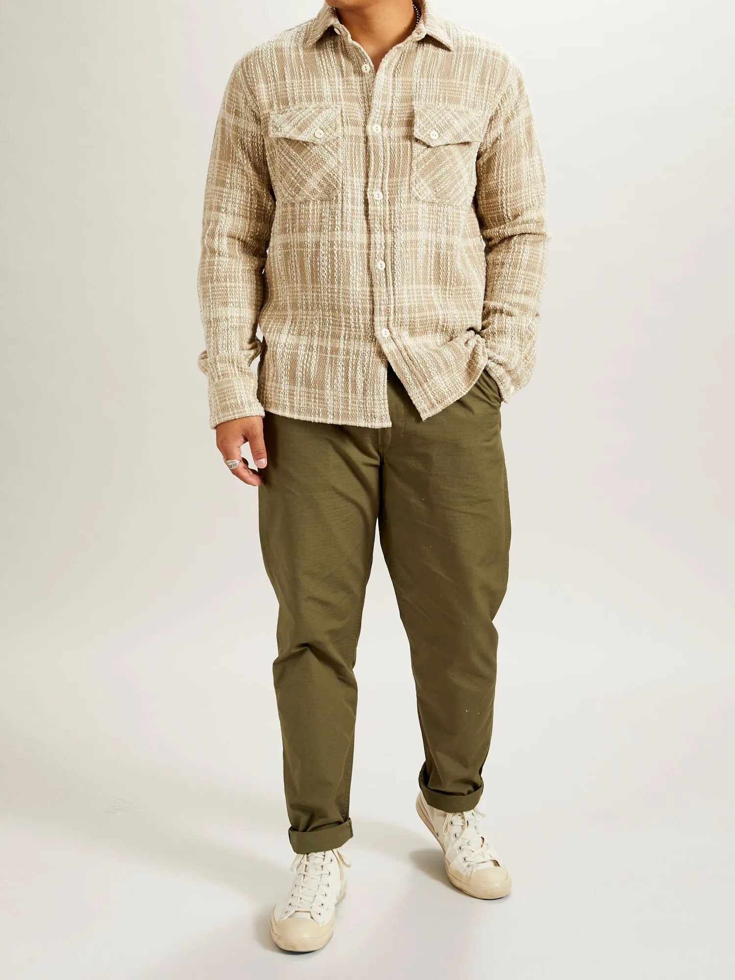 Crosscut Flannel in Alabaster Jacquard