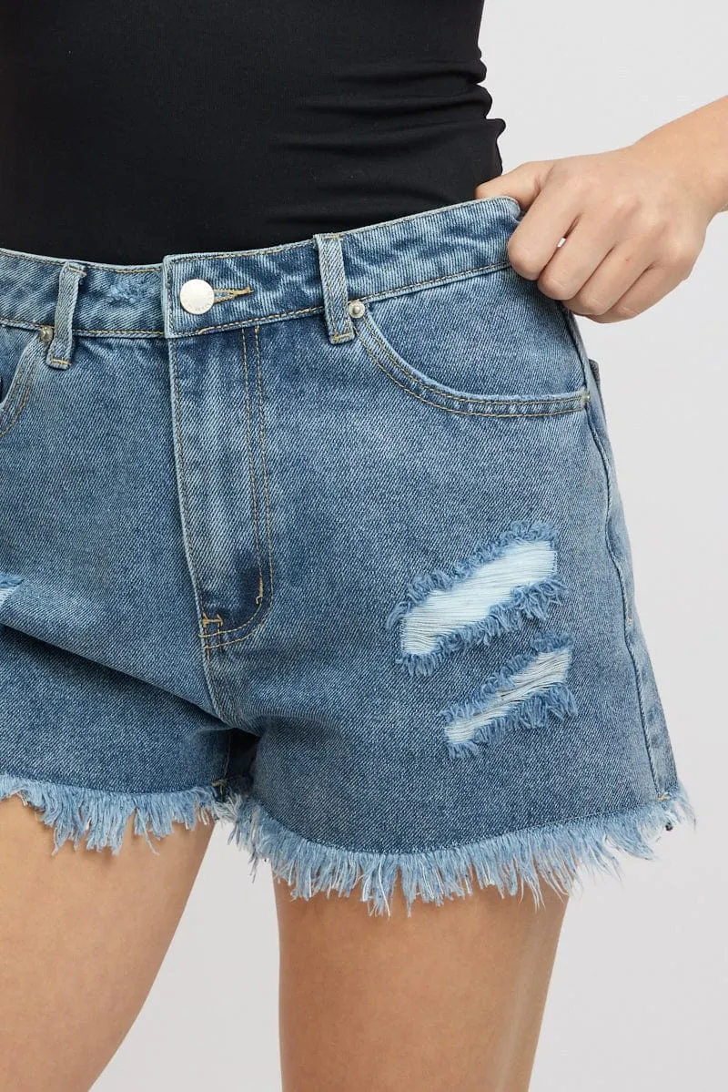 Denim Relaxed Shorts High Rise