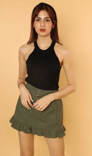 DESIREE Textured Halter-Neck Knit Top (Black)