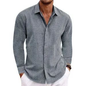 Easygoing Cotton-Linen Long-Sleeve Shirt for Men