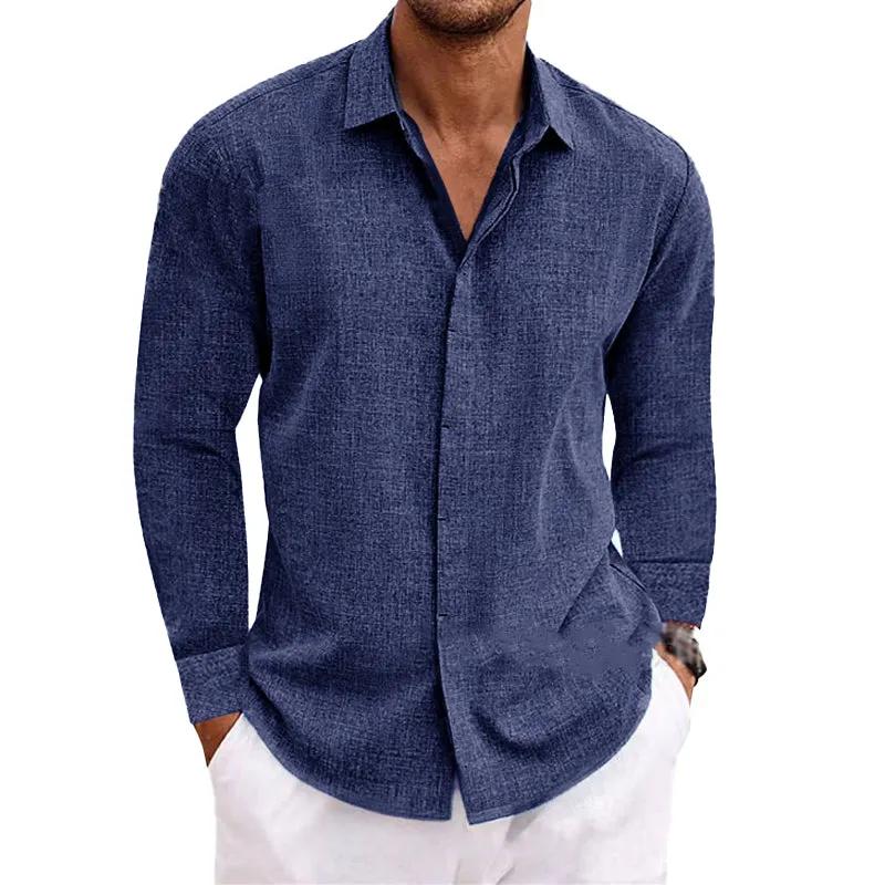 Easygoing Cotton-Linen Long-Sleeve Shirt for Men