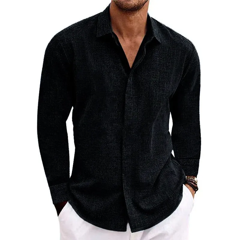 Easygoing Cotton-Linen Long-Sleeve Shirt for Men