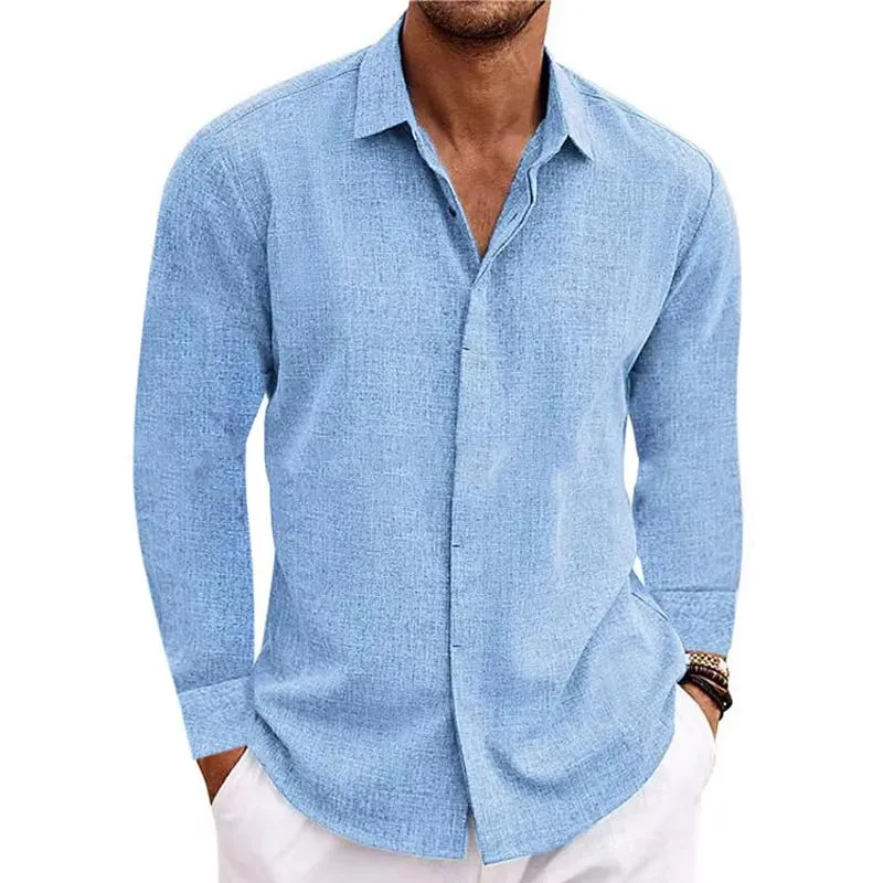 Easygoing Cotton-Linen Long-Sleeve Shirt for Men