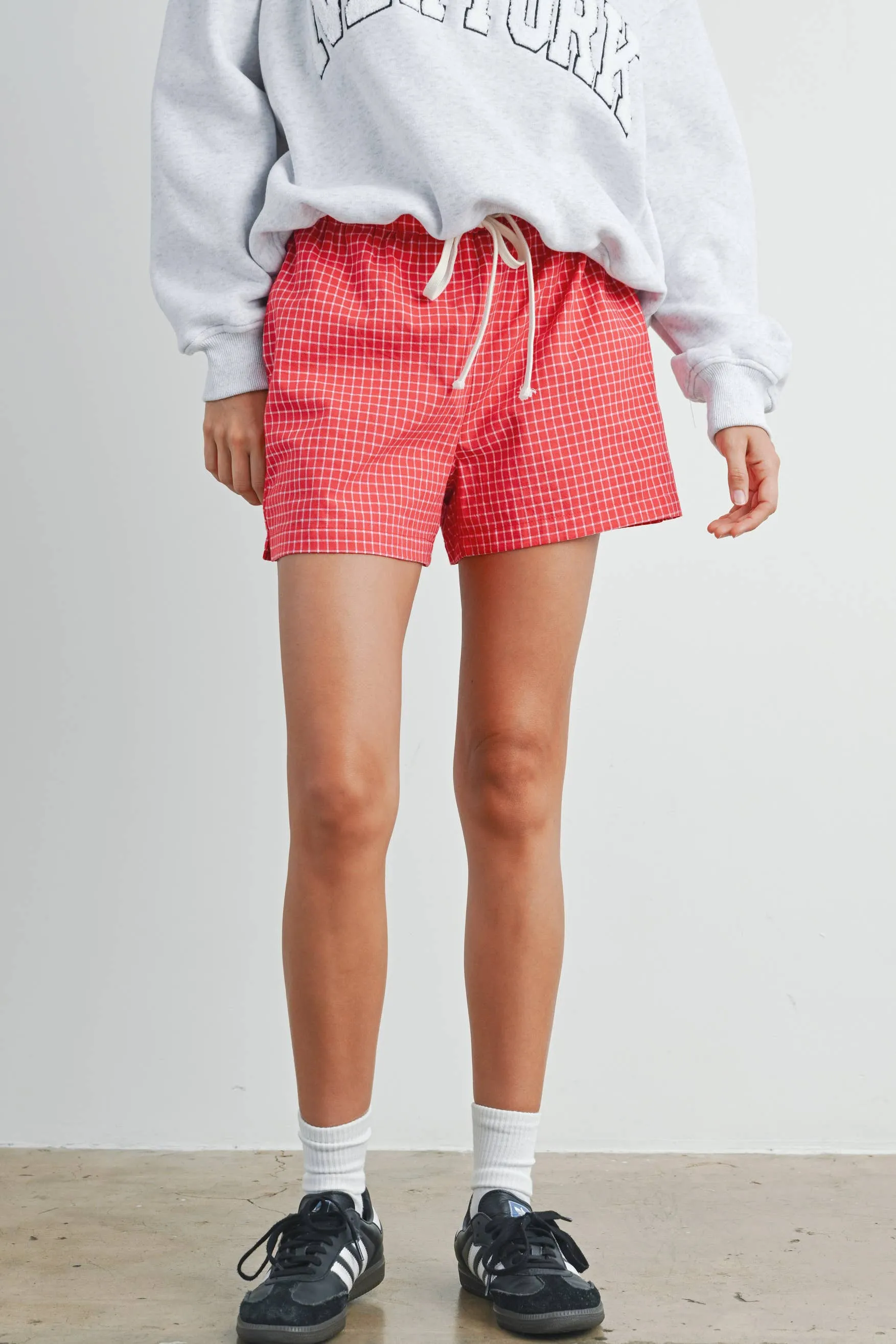 ELASTIC DRAWSTRING CHECK BOXER SHORTS - BMP7450