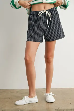 ELASTIC DRAWSTRING CHECK BOXER SHORTS - BMP7450