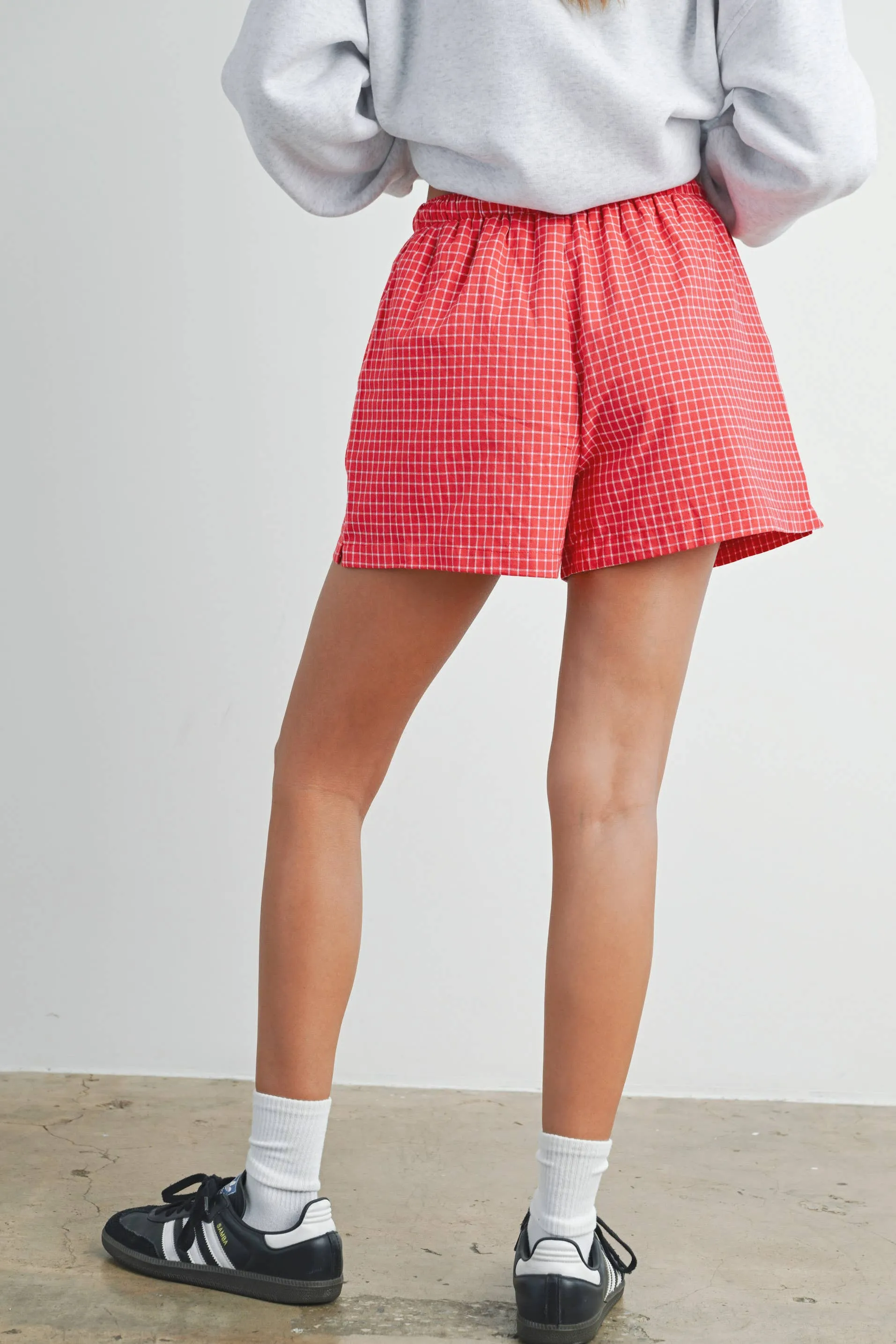 ELASTIC DRAWSTRING CHECK BOXER SHORTS - BMP7450