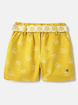 Elle Kids Yellow Relaxed Fit Printed Shorts