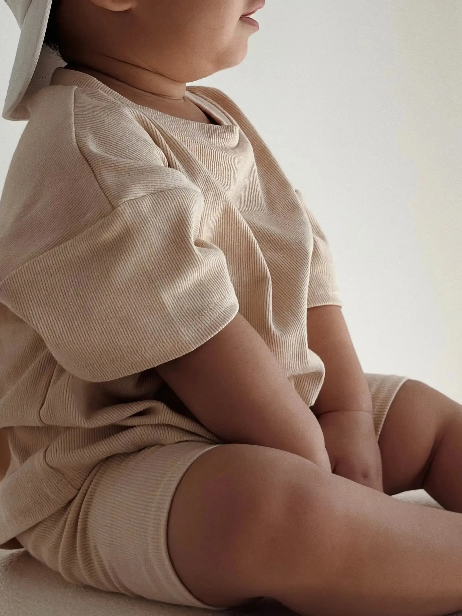 Everyday Ribbed Tee & Bike Shorts - Sand
