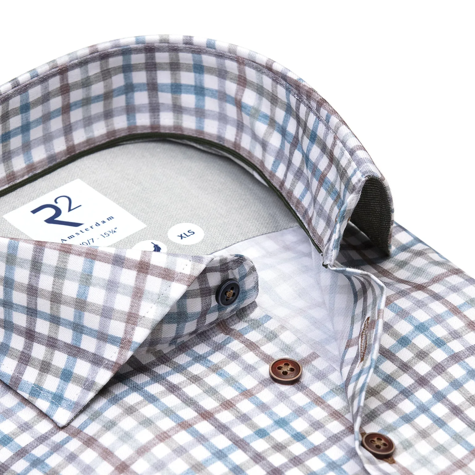 Extra long sleeves. Check print cotton shirt