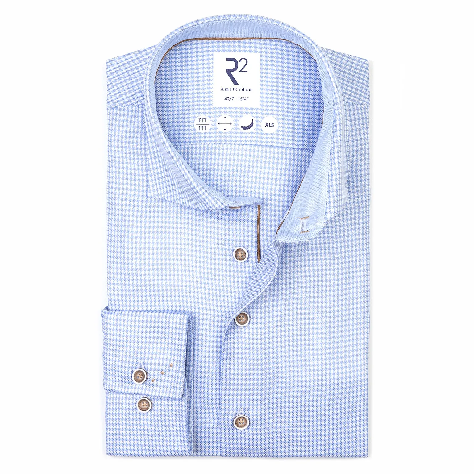 Extra long sleeves. Pied de poule cotton shirt