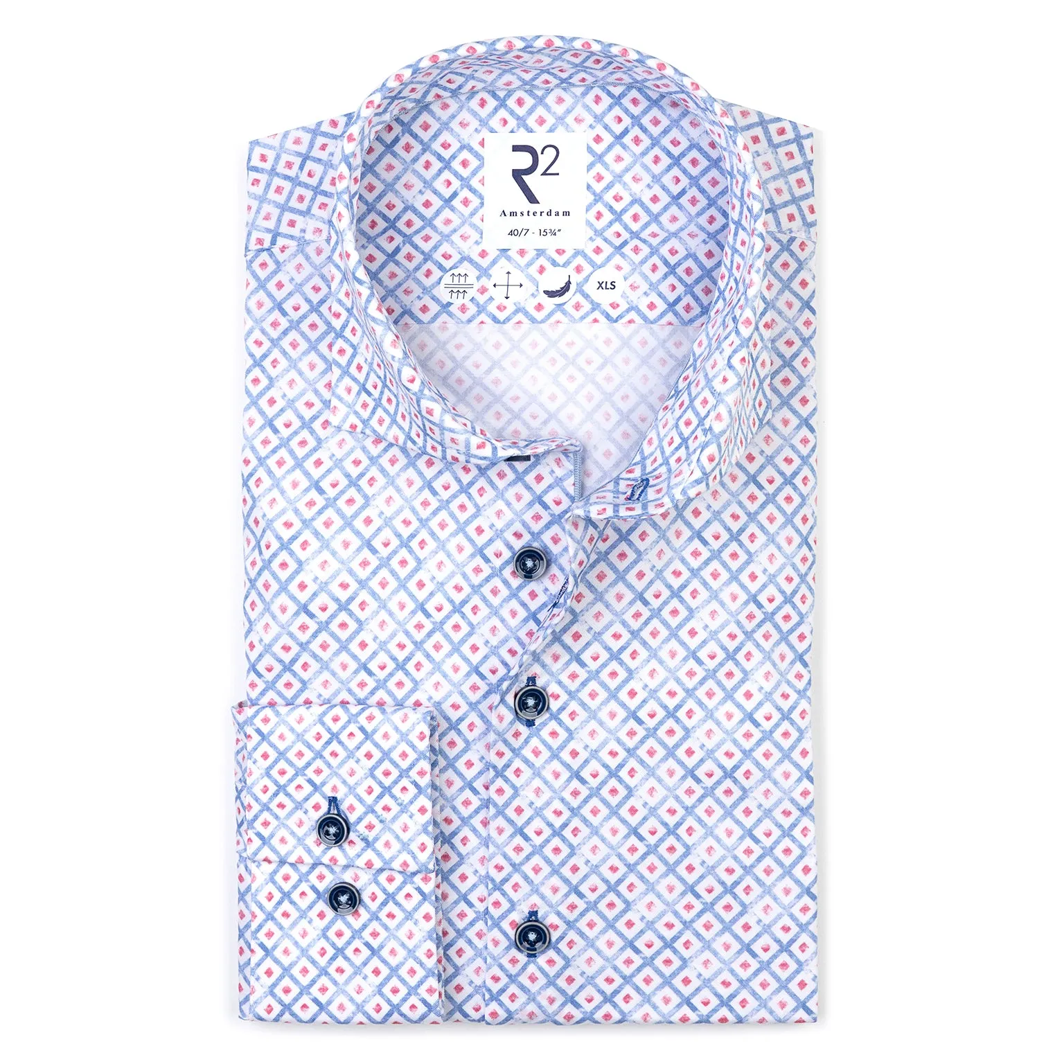 Extra long sleeves. Printed cotton shirt