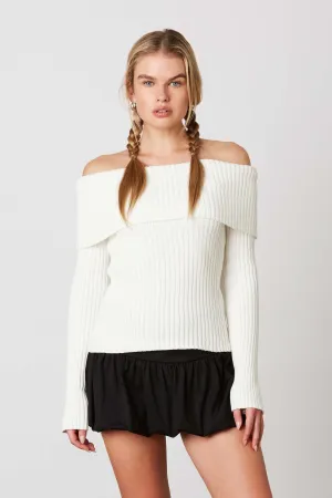 Falling Leaves Ivory Off The Shoulder Sweater