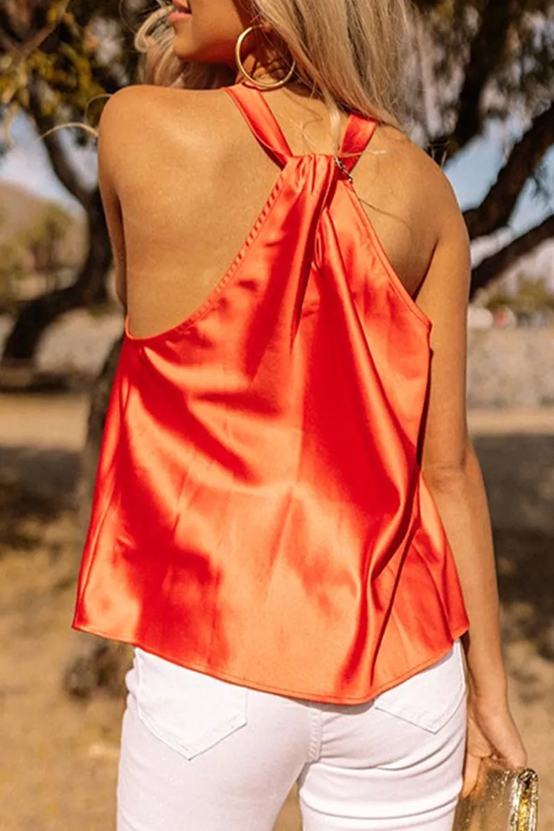 Fashion Solid Patchwork Halter Tops