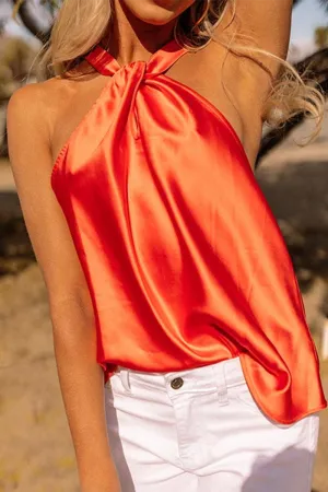 Fashion Solid Patchwork Halter Tops