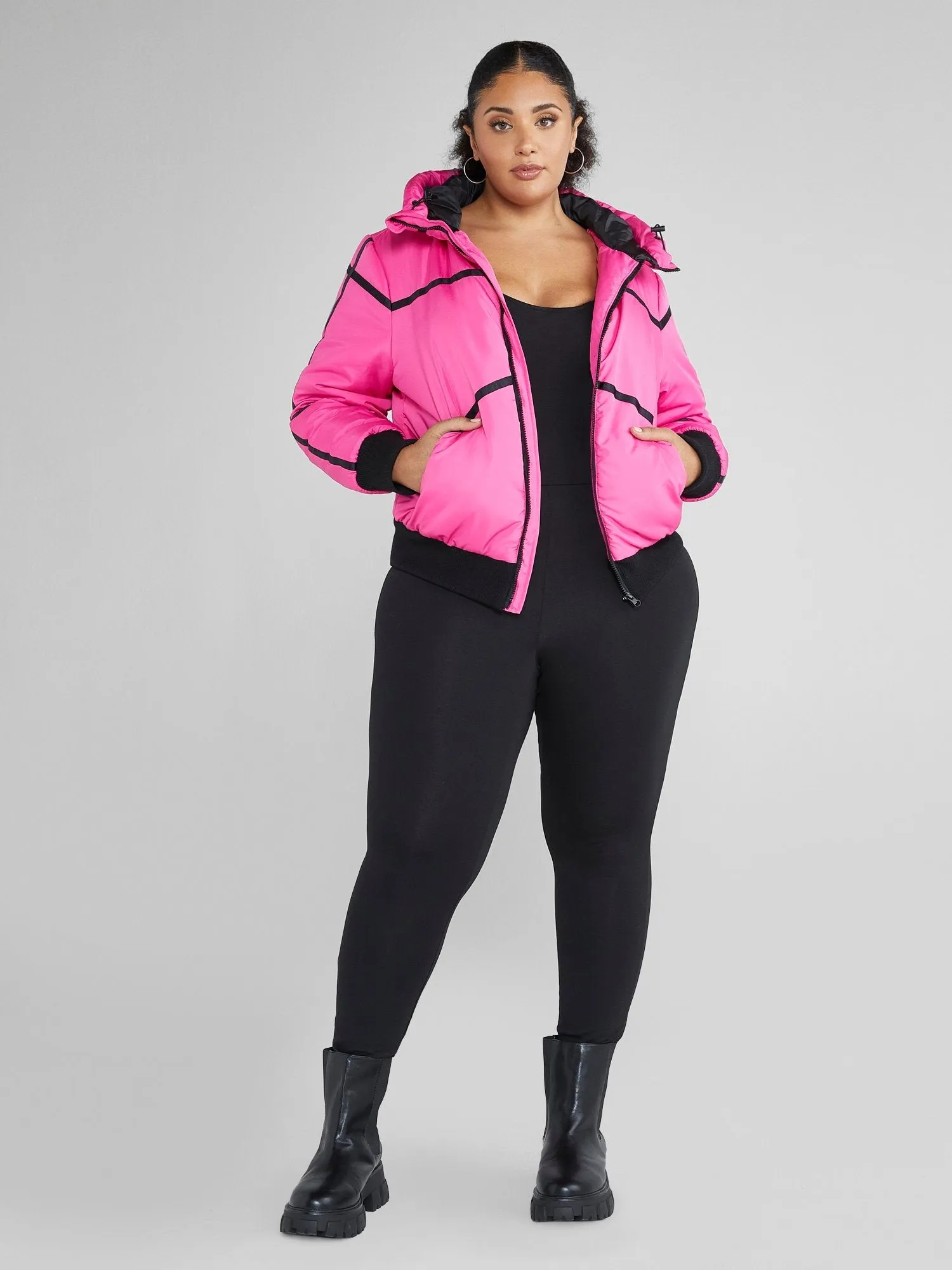 Fashion To Figure - Janika Hooded Ski Puffer Coat