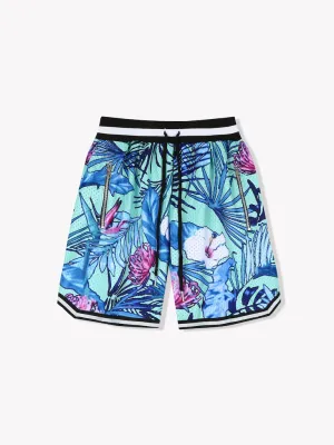 Floral Basketball Shorts-Green