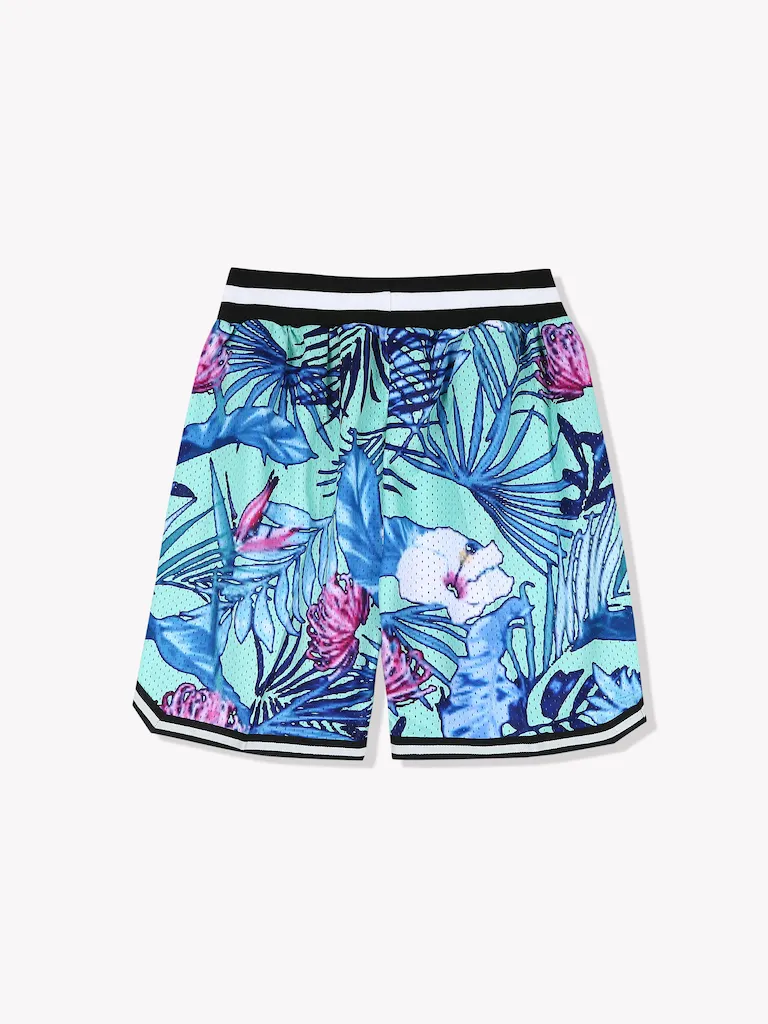 Floral Basketball Shorts-Green
