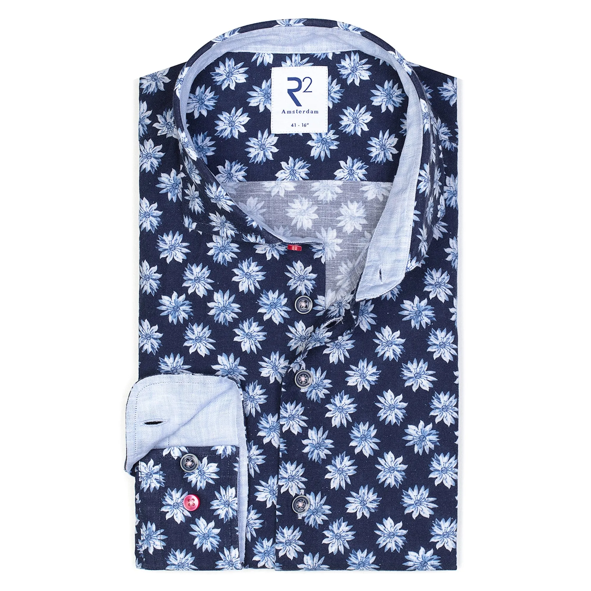 Floral print linen shirt