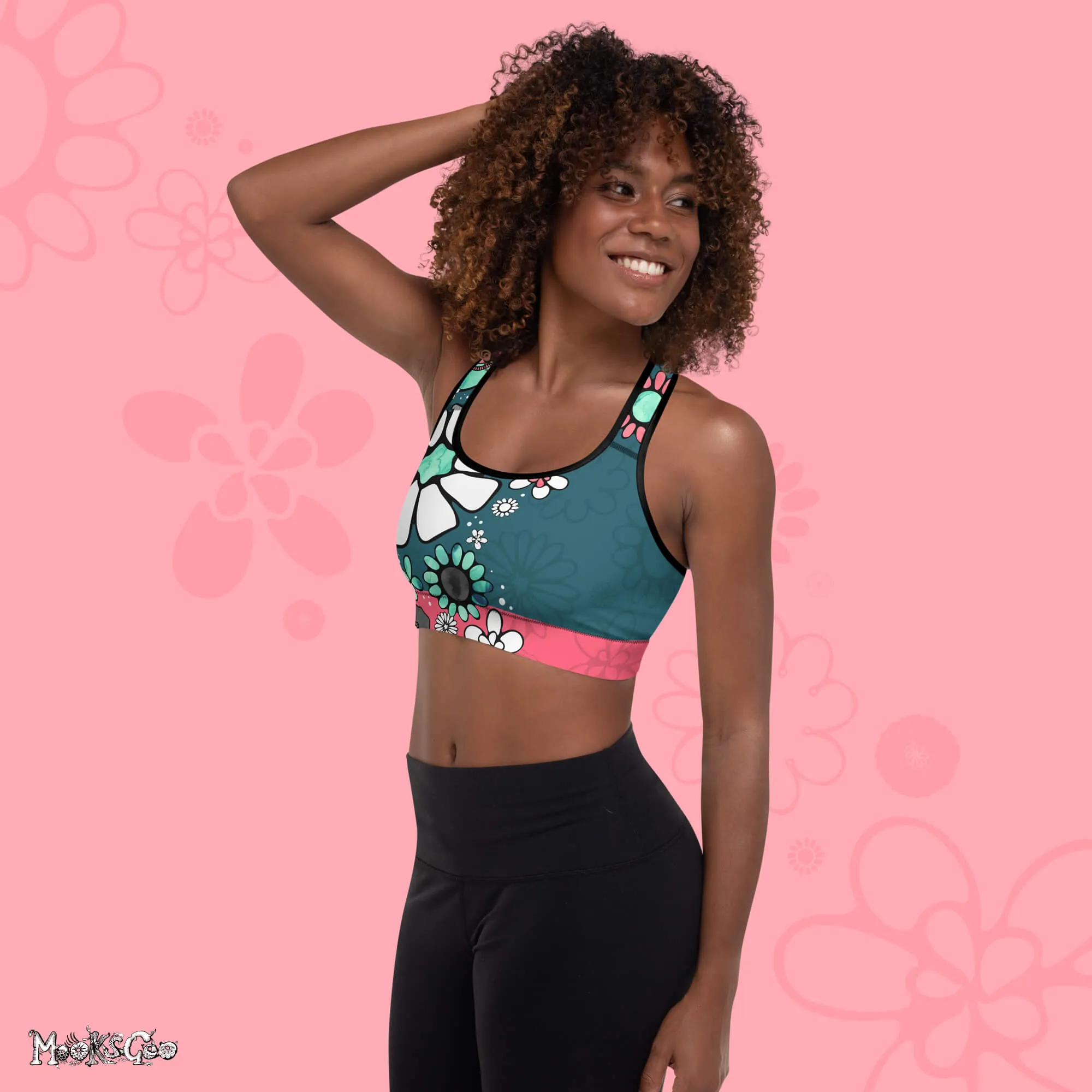 Flower Power Padded Sports Bra