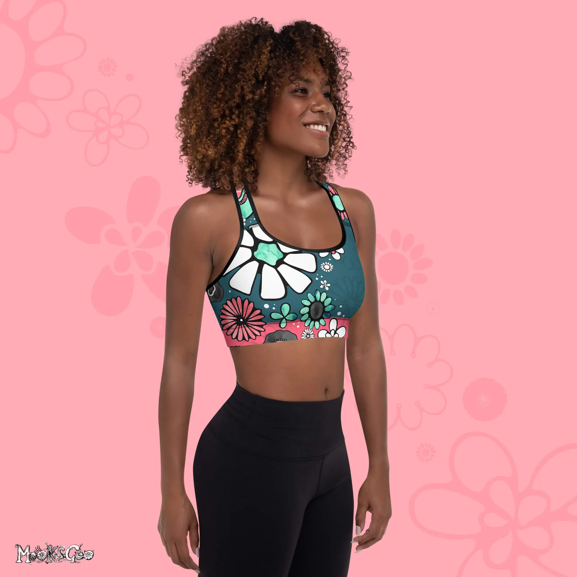 Flower Power Padded Sports Bra