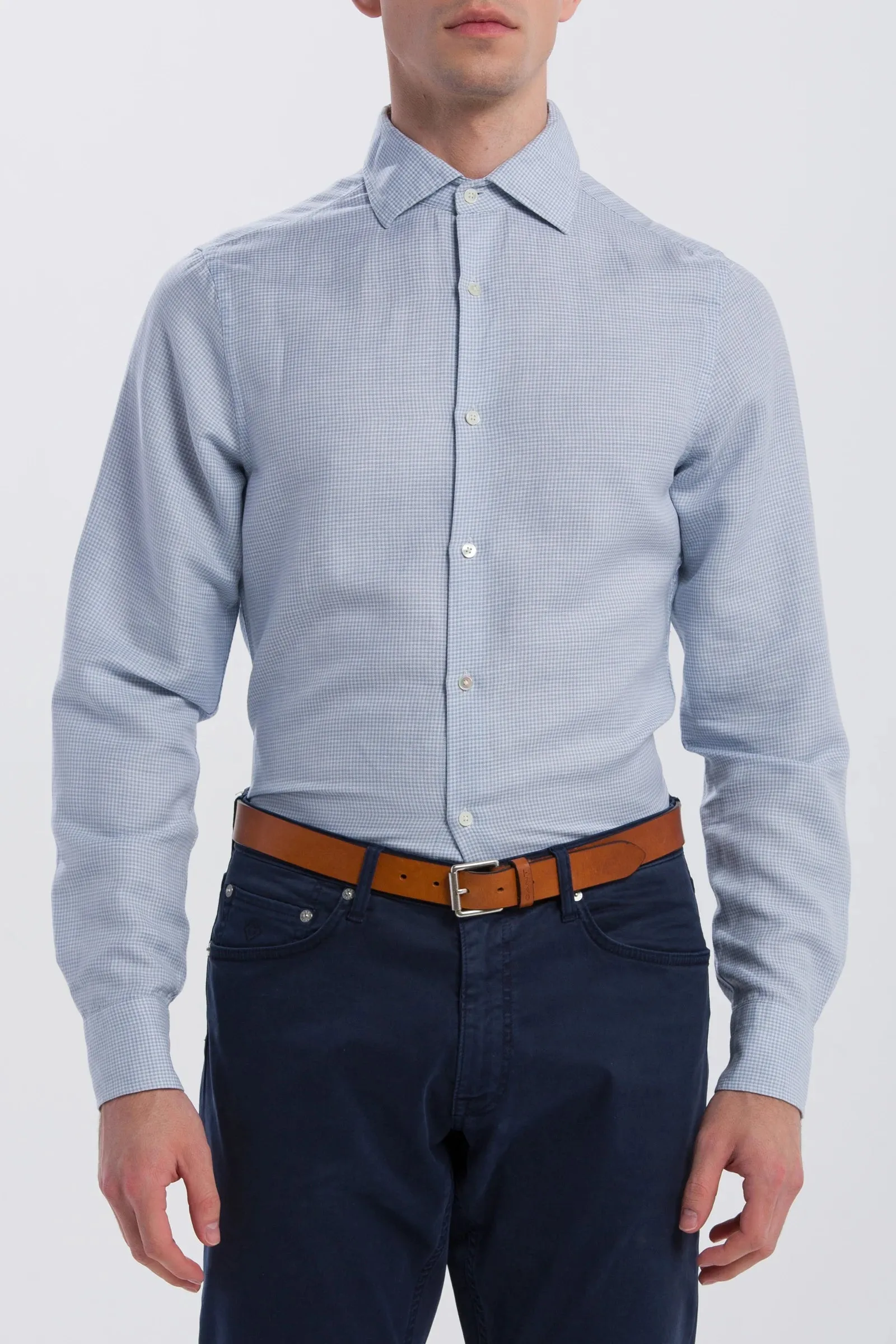 GANT Hamptons Blue American Cotton Check Slim Spread 3057606 Size M NWT