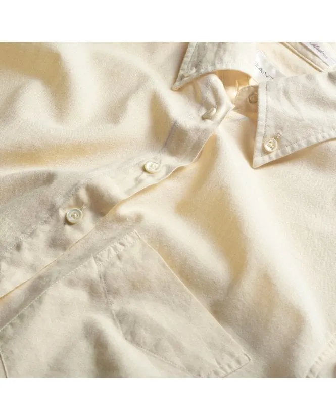 GANT RUGGER Men's Cream Color Sevedge Madras E-Z OBD Shirt 345760