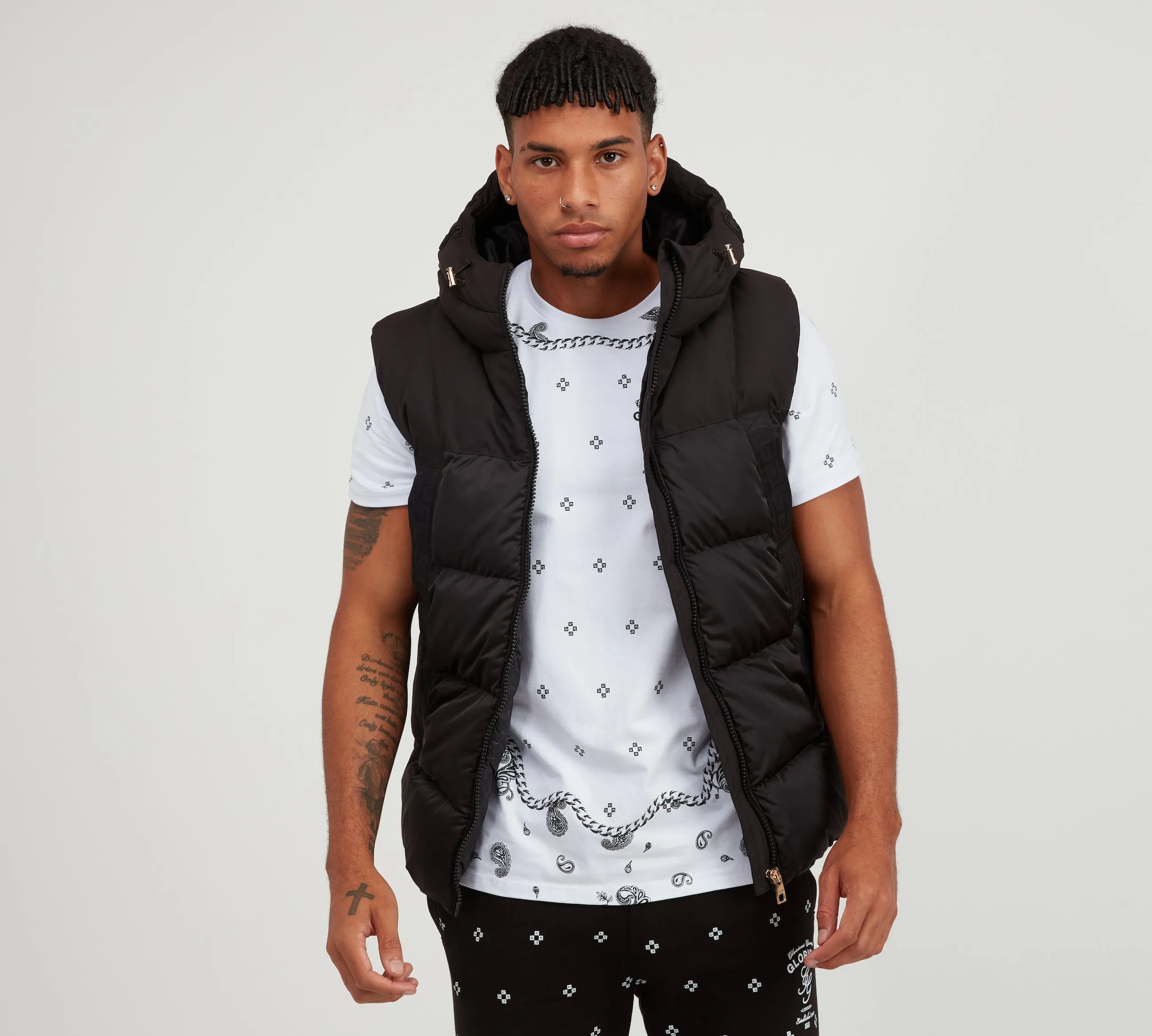 Glorious Gangsta Domar Puffer Gilet Black