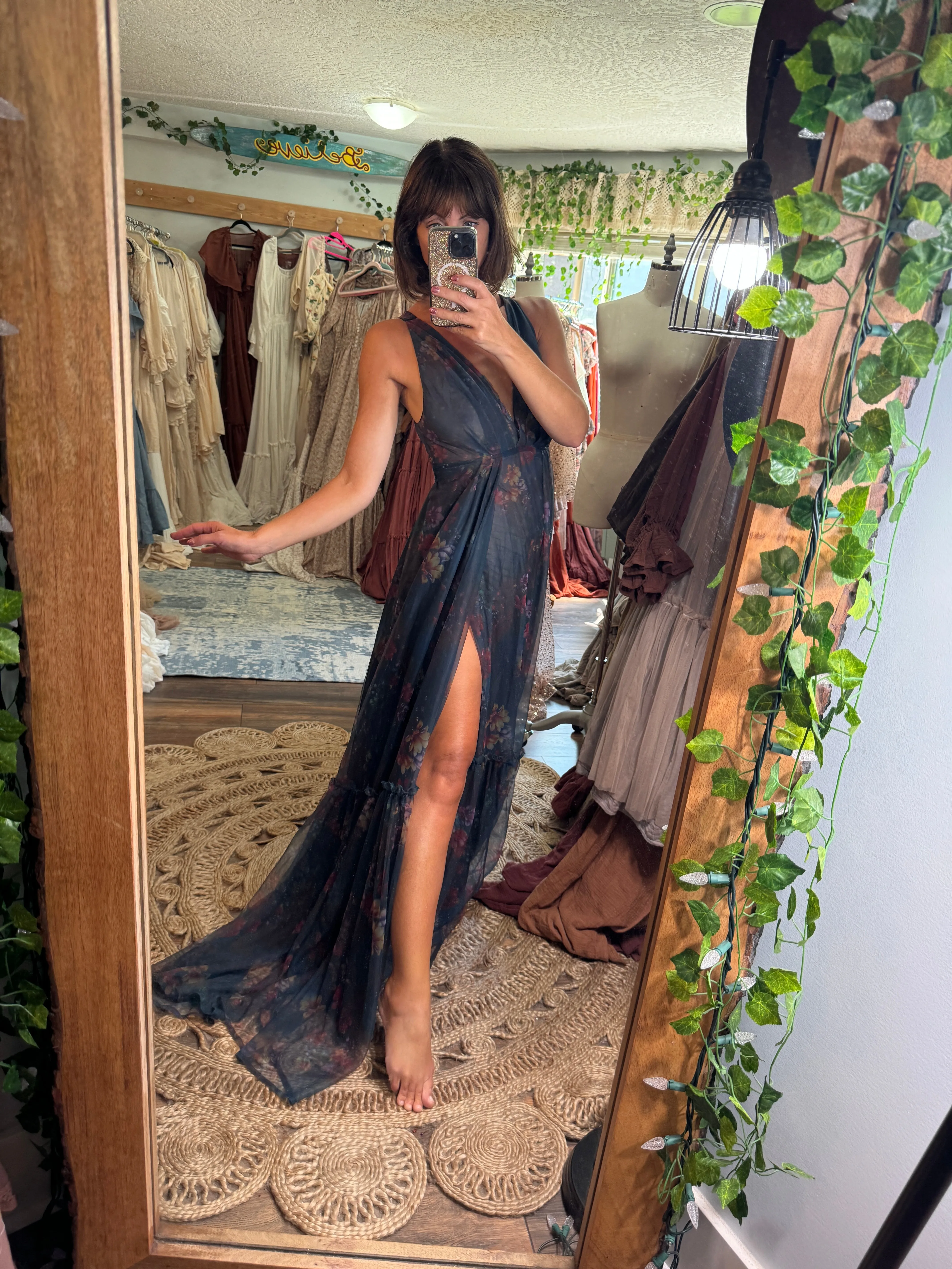 Goddess everyday sleeveless ready to ship navy floral sale